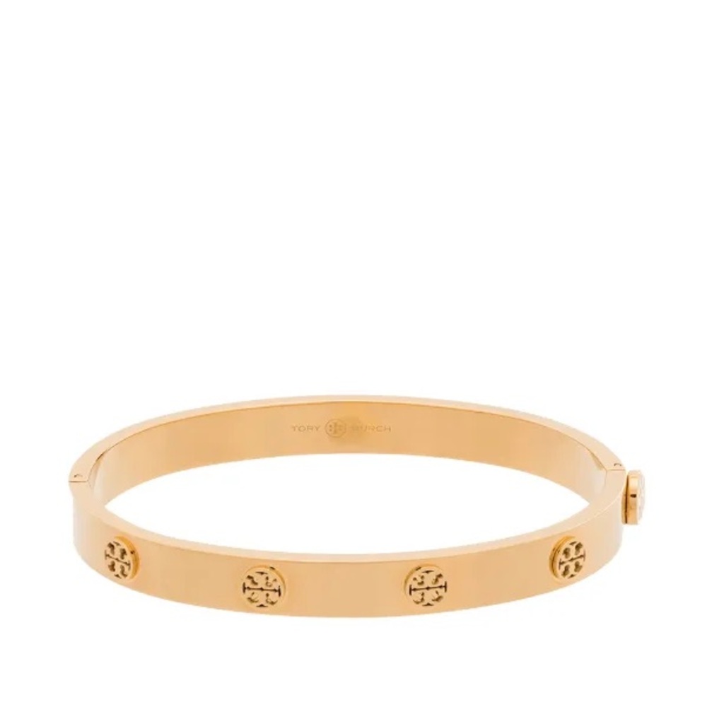 Tory Burch Gold Emblem Bracelet and Earrings set